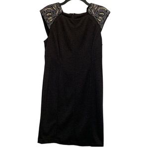 Chin Maggi gray dress beaded shoulder size 8